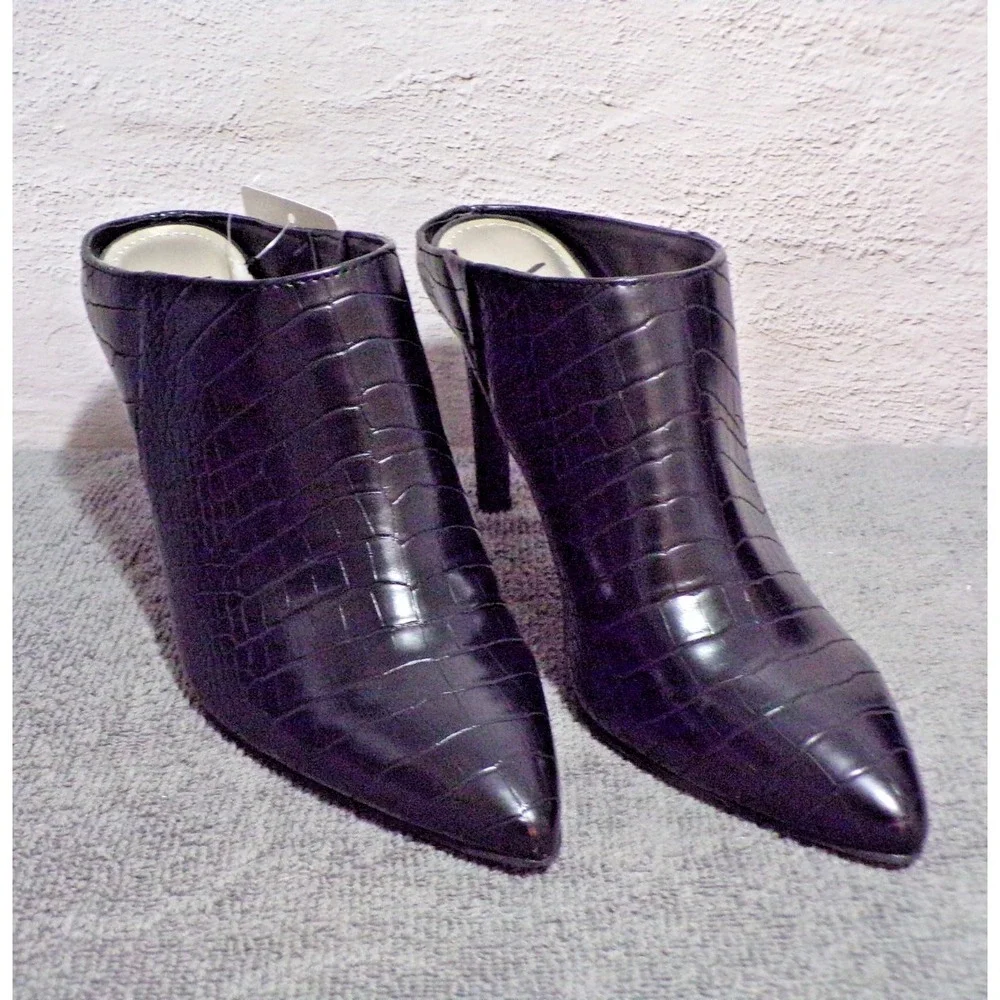 Worthington Women's Croc Embossed Black Leather 4